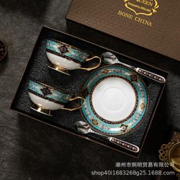 Europeanstyle bone China coffee cup set ceramic highvalue glass luxury cups and saucers retro tea sets 240508