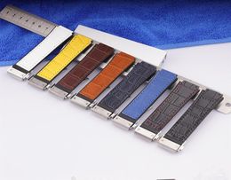 26 19mm real cow leather Rubber watch strap Silver Gold Clasp Black for Hub strap for Big Bang belt Watch band tools208Q7805876