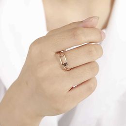 Wedding Rings Skyrim Simple Rectangle Chain Womens Ring Kpop Stainless Steel Rose Gold Colour Finger Rings Fashion Jewellery Gift Wholesale