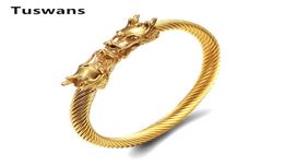 Fine Design Dragon Head Bangles For Men High Quality 316L Stainless Steel GoldBlack Bracelets BanglesTSYLB009 Bangle7708025