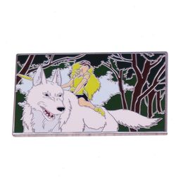 Princess Mononoke Enamel Pin White Wolf God Brooch Studio Ghibli Movie Art Badge Jewelry Gift