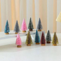 Decorative Figurines Dual Colours Christmas Tree Realistic Dual-colored Mini Decorations With Stable Wooden Base Reusable For Holiday