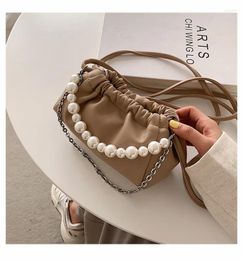 Shoulder Bags PU Leather Bag For Women 2024 Pearl Portable Mini White Handbag Summer Ladies Luxury Dumpling Solid Color Messenger