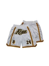 Men's Shorts Mens 8 24 Legend Retro White Basketball Shorts Embroidered with Pockets Suitable for outdoor sports T240507