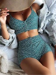 High Waist Bikini Swimsuit Women Push Up Bikini Floral Swimsuit Print Bikini boxers Swimwear Swim Trunks Bathing Suit 240507