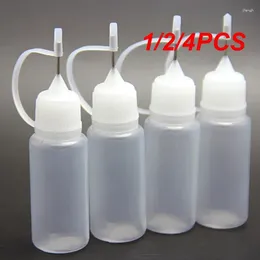 Storage Bottles 1/2/4PCS 10ml Plastic Squeezable Tip Applicator Bottle Refillable Dropper With Needle Caps Sub-bottling For Glue DIY