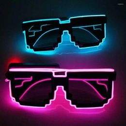 Party Decoration Flashing EL Wire 8 Bit LED Glowing Luminous Bright Festival Light Up Mosaic Glasses Fashion Supplies