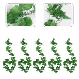 Decorative Flowers 5 Pcs Grape Leaf Vine Artificial Green Christmas Garland Fake Simulation Leaves