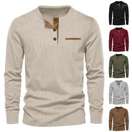 Men's T Shirts 2024 Spring Casual Corduroy Shirt Long Sleeved Slim Fit T-shirt For Men