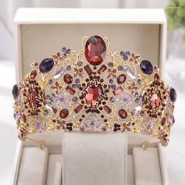 Hair Clips Luxury Vintage Crystal Crown Tiara Baroque Rhinestone Prom Diadem For Women Bridal Wedding Accessories Jewelry