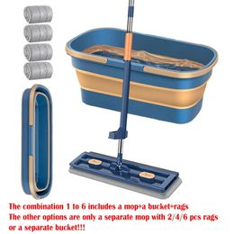 Hand Free Flat Floor Mop And Bucket Set For Professional Home Cleaning Automatic Dehydration Magic Mops 240508