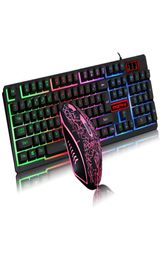 Gaming Keyboard and Mouse Combos USB Wired Gamers Rainbow Backlit Keyboards and Breathing Illuminous Mice for Desktop Laptop4407338