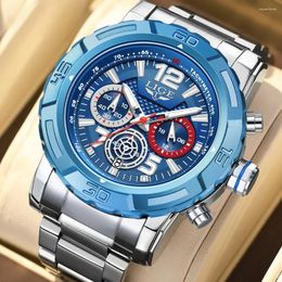 Wristwatches Reloj Hombre LIGE Luxury Big Men Military Watchs Stainless Steel Quartz Wrist Watch Man Chronograph Male Luminous Date Clock