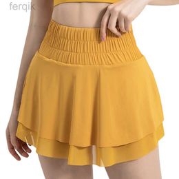 Skirts Skorts Women Tennis Skirt with Shorts Dress Plus Size Fitness Shorts Mesh High Waist Yoga Workout Running Sport Skort Pocket d240508