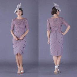2020 Modest Formal of the Bride Jewel Neck Lace Applique Satin Mother Dress Evening Gowns Tiers Knapp Ankellängd Anpassad 0508