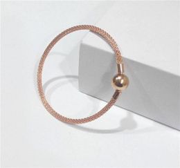 Luxury Fashion 18K Rose gold Bracelets Original box for 925 Silver net Chain Bracelet Women jewelry5891465