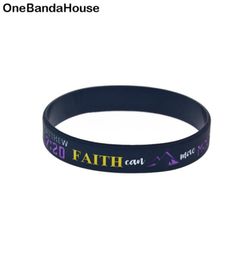 100PCS Jesus Silicone Rubber Bracelet Debossed Filled in Color Matthew 1720 Faith can move mountains4564841