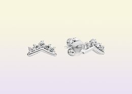 Tiara Wishbone Stud Earrings Authentic 925 Sterling Silver Studs Fits European Style Studs Jewelry Andy Jewel 298274CZ3024339