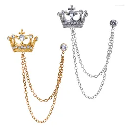 Brooches Korean British Style Chain Crown Brooch Suit Tassel Lapel Pin Badge Retro Men Accessories Wedding Banquet Jewellery Gift
