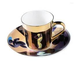 Mugs Mirror Coffee Specular Reflection Body Paintings Ceramic Tea Cups And Saucers Send Spoon Creative Coffeeware