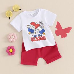 Clothing Sets FOCUSNORM 0-3Y Independence Days Baby Boys Clothes 2pcs Letter Pattern Print Short Sleeve T Shirts Elastic Shorts