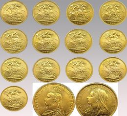 18871900 UK coins Victoria Sovereign 13PCS various years Small Gold copy Coin Art Collectibles4268637