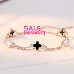 Original 1to1 Van C-A Sterling Silver S925 clover five flower bracelet women's Korean version simple agate double-layer rose golden girl hand jewelry 1 ALFU