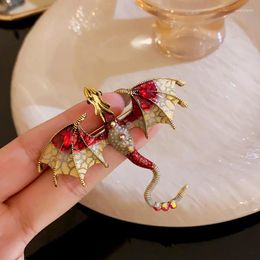 Brooches Colourful Zircon Enamel Flying Dragon Brooch For Women Men Unisex Suit Coat Scarf Pins Party Casual Jewellery Accessories