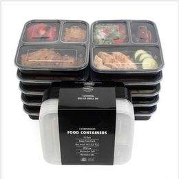 Disposable Dinnerware 3 Compact Plastic Food Storage Containers with Lids Microwave and Dishwasher Safe Bento Lunch Box Set of 5/10 Q240507