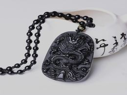 Drop Black Obsidian Dragon Necklace Pendant Jade Pendant Jewellery Lovers Pendant Lucky Amulet7070840