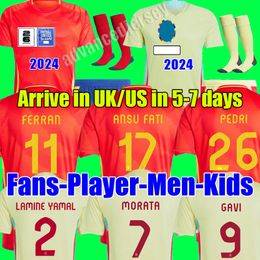 2024 EURO Spain soccer jerseys 24 25 PEDRI MORATA FERRAN KOKE GAVI LAMINE YAMAL fans Player football shirts men kids kits LLORENTE ANSU FATI CARVAJAL OLMO Espana