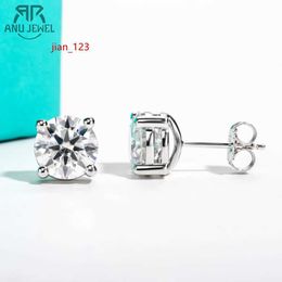 Stud AnuJewel 10k Gold 4/3/2/1.6/1/0.6ct Moissanite Stud Earrings For Women Real 10K Gold Post Anti-allergy Men Earrings Jewellery J240118