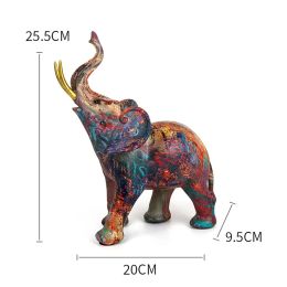 Sculptures Colourful Resin Elephant Statue, Collectible Sculpture, Home Decor, Office, Living Room, Desktop Decor, Idea Gift