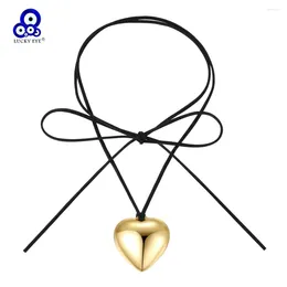 Pendant Necklaces Lucky Eye Alloy Big Heart Necklace Rope Link Chain Gold Silver Colour For Women Girls Men Couple Fashion Jewellery