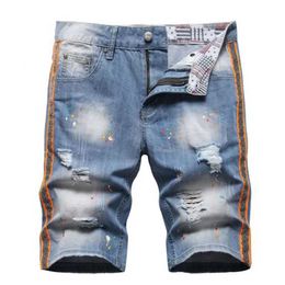 Men's Shorts 2022 New Fashion Mens Ripped Short Jeans Brand Casual Bermuda Summer Cotton Shorts Breathable Denim Shorts Male Size 28-42 T240507