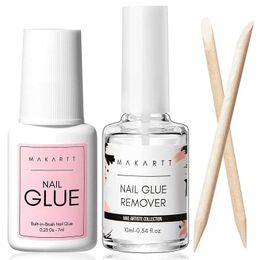 Nail Gel Makartt Glue with Remover Kit Super Strong 7ML for Acrylic Nails Press On Nails10ML Off Fake Q240507