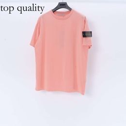 Stone Short Sleeved Embroidered Small Label Classic Basic Solid Round Neck T-Shirt For Men And Women Loose Casual Couple Tshirt 431