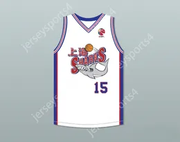 CUSTOM NAY Mens Youth/Kids YAO MING 15 SHANGHAI SHARKS WHITE BASKETBALL JERSEY WITH CBA PATCH TOP Stitched S-6XL