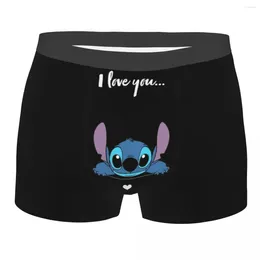 Underpants Custom Cute Stitch Underwear Men Stretch Cartoon Boxer Briefs Shorts Panties Soft For Homme