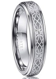 Men039s 8mm Laser Celtic Knot Brushed Tungsten Carbide Wedding Band Rings Polished Step Edge Size 6136391459