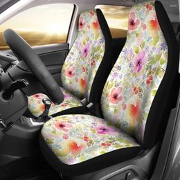 Car Seat Covers Colorful Pink Watercolor Floral Pack Of 2 Universal Front Protective Cover