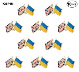 United Kingdom Ukraine Friendship Brooches Lapel Pin Flag badge Brooch Pins Badges 10Pcs a Lot9912777
