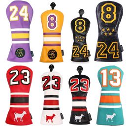 Sports Stars Jersey Number Goat Design PU Leather Golf Club Driver Headcover Fariway Wood Hybrid Covers