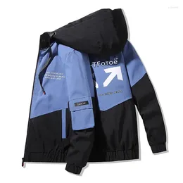 Men's Jackets Spring Korean Coat Flight Jacket Autumn Windproof Overcoat Fashion Hooded Patchwork Slim Casual Outwear