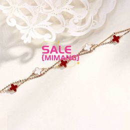 Original 1to1 Van C-A Silver S925 Sterling clover five flower bracelet women's Korean version simple agate double-layer rose golden girl hand jewelry NXXX