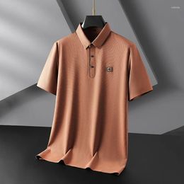 Men's Polos Plus Size 8XL Summer Polo Shirts Luxury Short Sleeve Solid Colour Business Casual High Elasticity Male T-shirts Man Tees