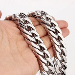 Chains 10/12/15/17mm Wide Heavy Polished Silver Color 316L Stainless Steel Curb Chain Necklace Waterproof Jewelry Gift For Men Boys