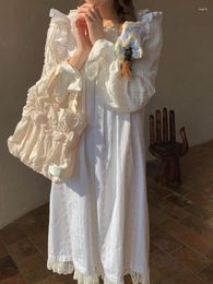 Casual Dresses Japanese Cute Loose Dress Women Summer Thin Artistic Striped Lolita Fairy Female First Love Pur White Sweet 2024