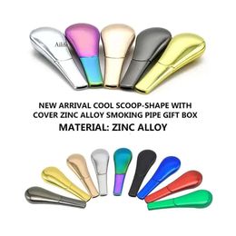 Rainbow Cigarette Tobacco Pipes Metal Magne Zinc Alloy Hand Spoon Magnetic Diameter Smoking Pipe 8 Colors Fy3657 1128 0508