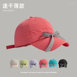 Ball Caps Ins Ribbon Bow Design Baseball Women Summer Light And Quick Drying Sun Protection Korean Age Reduction Cute Student Hats